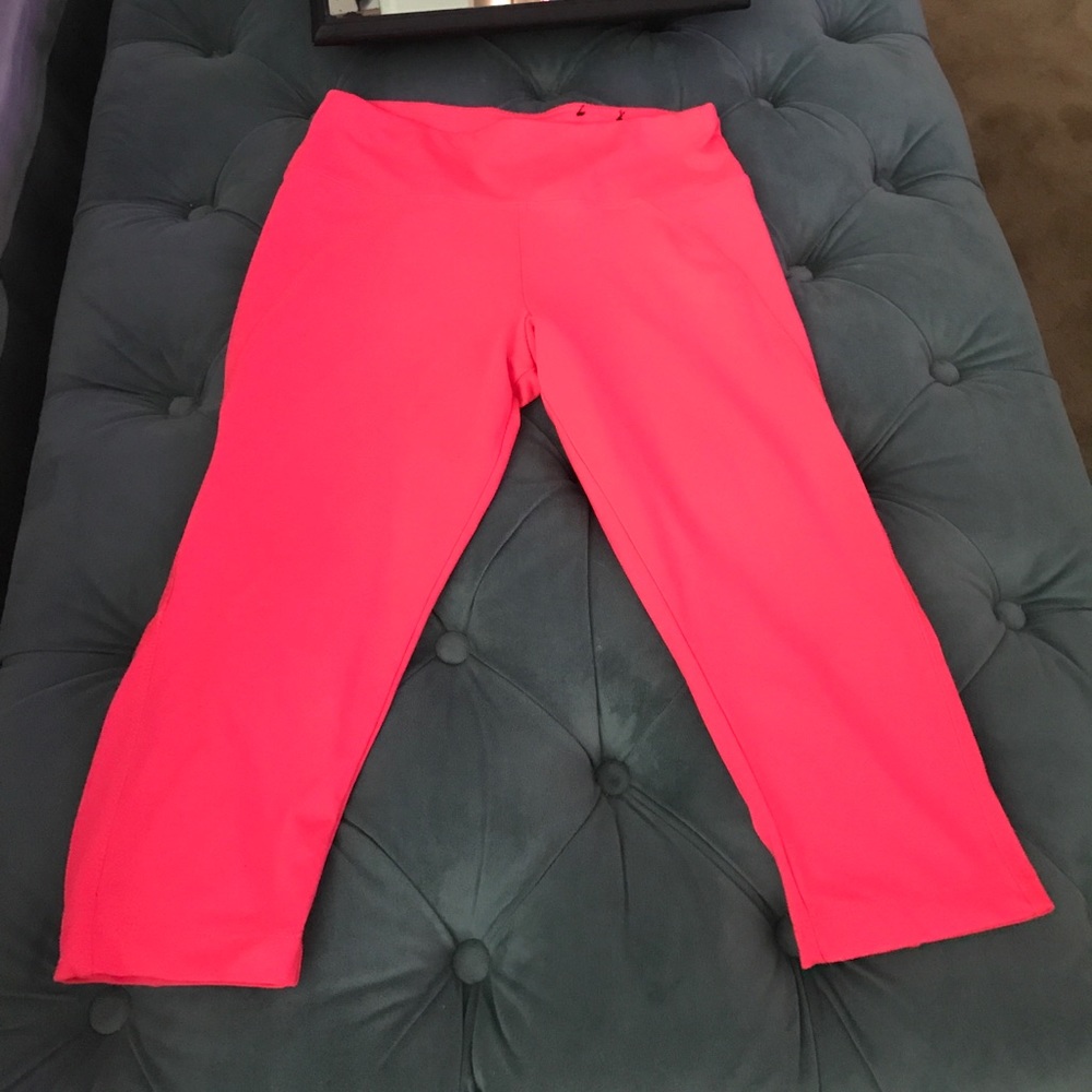Bright pink gym capris