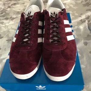 Brand new burgundy Adidas Gazelles size US 10.5