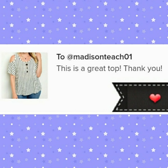 Cold Shoulder Short Sleeve striped Top w/ necklace - Picture 4 of 5