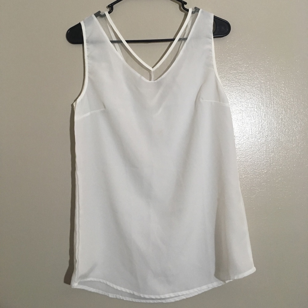 White tank with mesh details