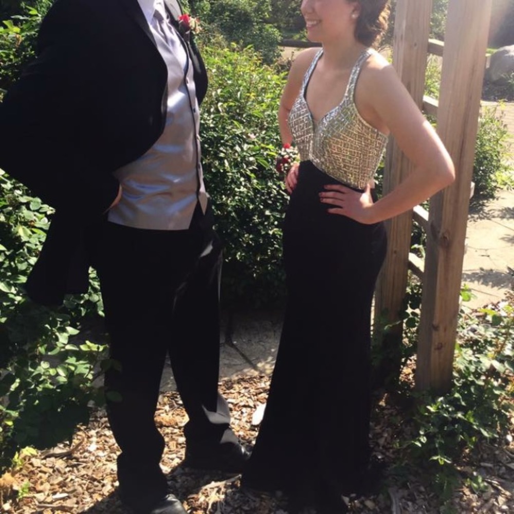 Black and silver prom dress