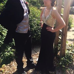 Black and silver prom dress