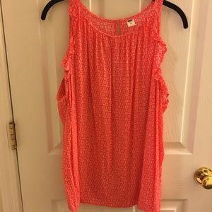 Size XXL coral with white pattern tank top
