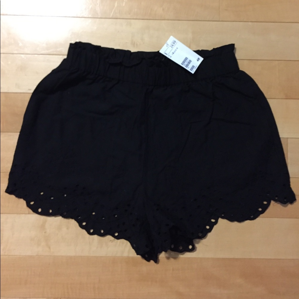 Black Embroidered Shorts