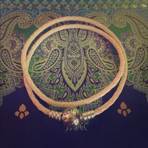 PANDORA Ivory White Braided Leather Bracelet