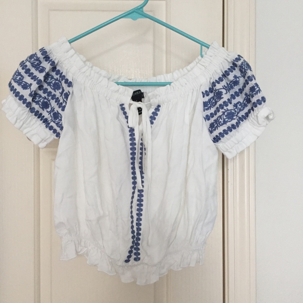 Embroidered Off the Shoulder Top