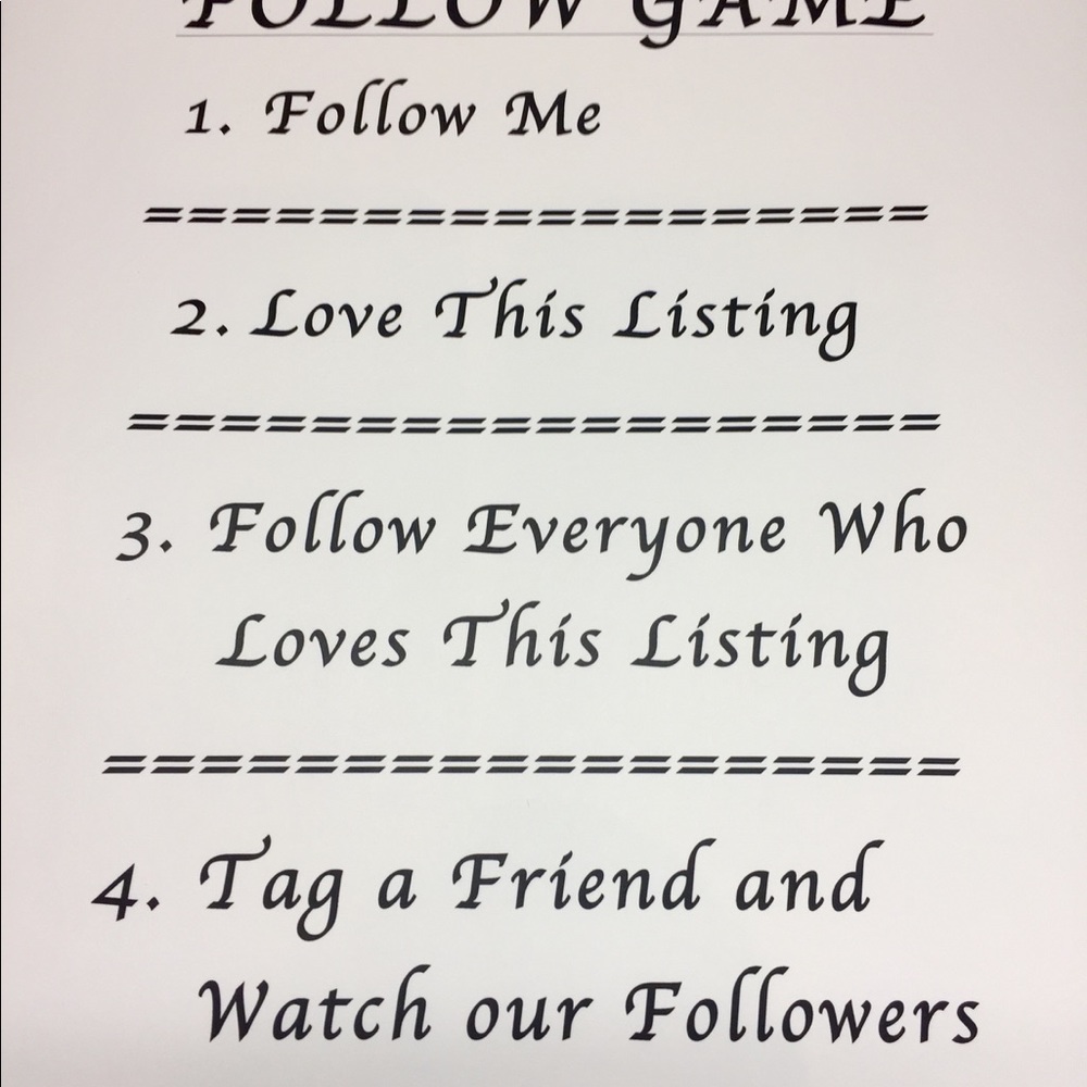 FOLLOW GAME - @vaikas - On Poshmark