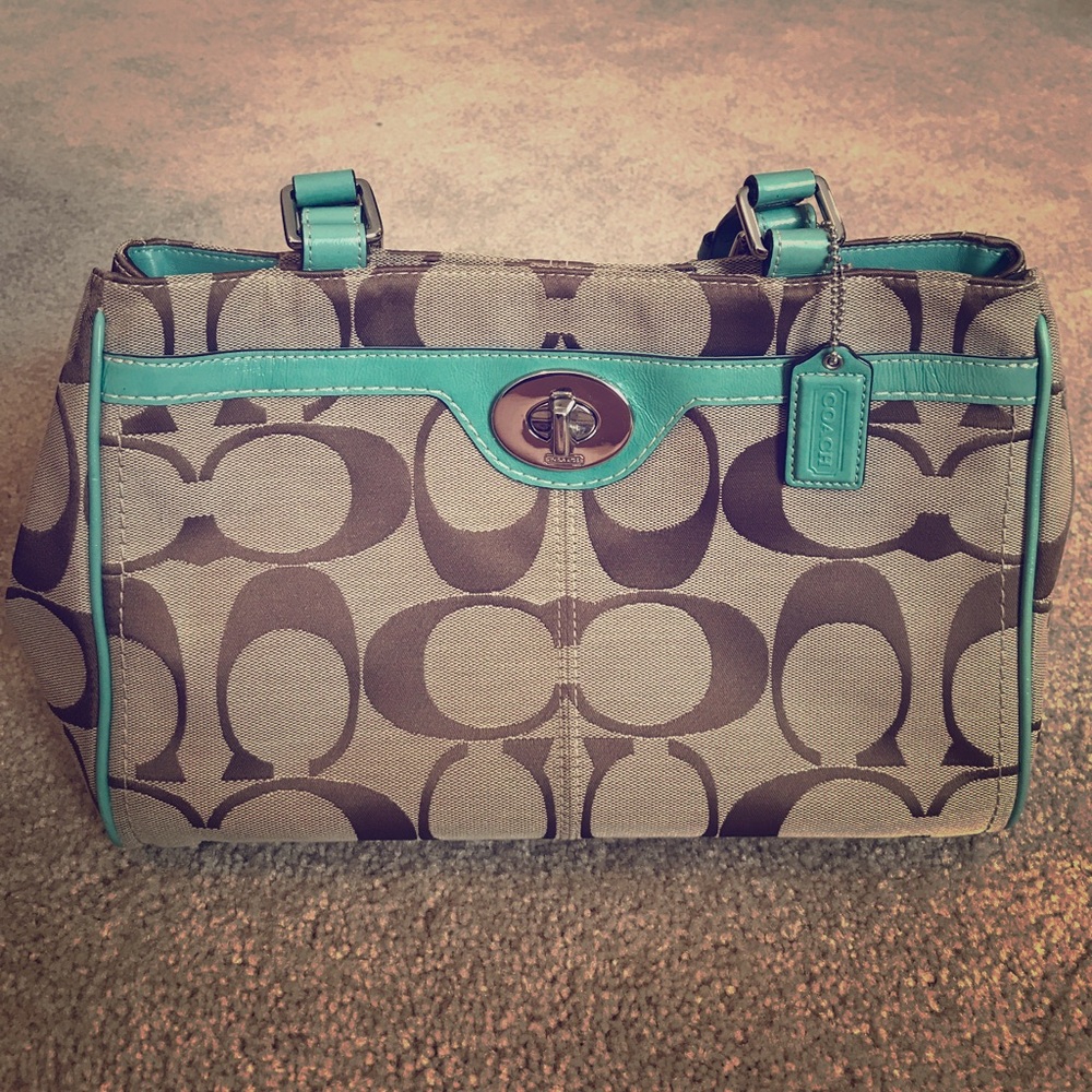 Coach Bag with Teal Accents!
