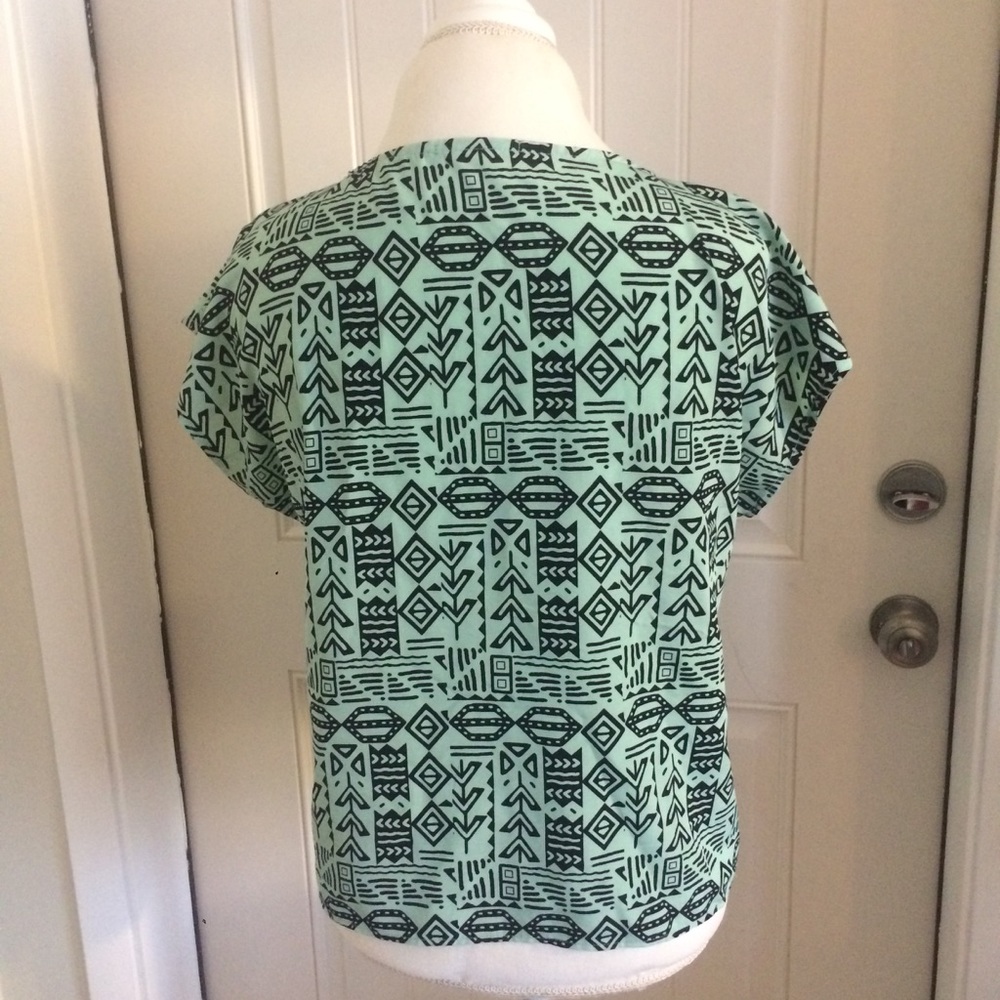 Three Ena Mint & Black Aztec Pattern Shirt - Picture 3 of 4