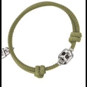 Uno De 50 Green Leather Skull Bracelet