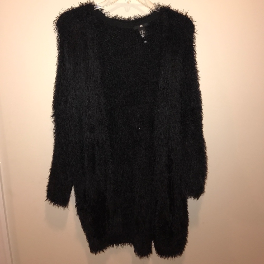 Furry knit cardigan