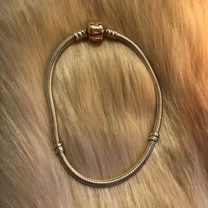 Silver Charm Bracelet with PANDORA Rose Clasp