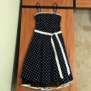 Navy Polka Dot Formal Dress