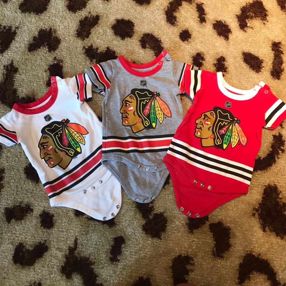 3 Chicago blackhawks onesies