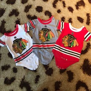 3 Chicago blackhawks onesies