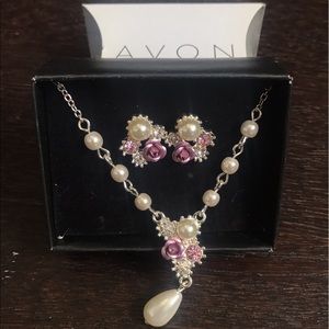 Avon Pearl Necklace + Earring Set