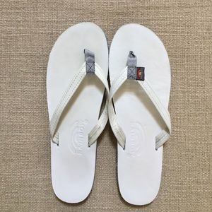 White Leather Rainbow 🌈 Flipflops