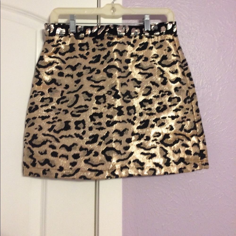 Topshop metallic cheetah print skirt