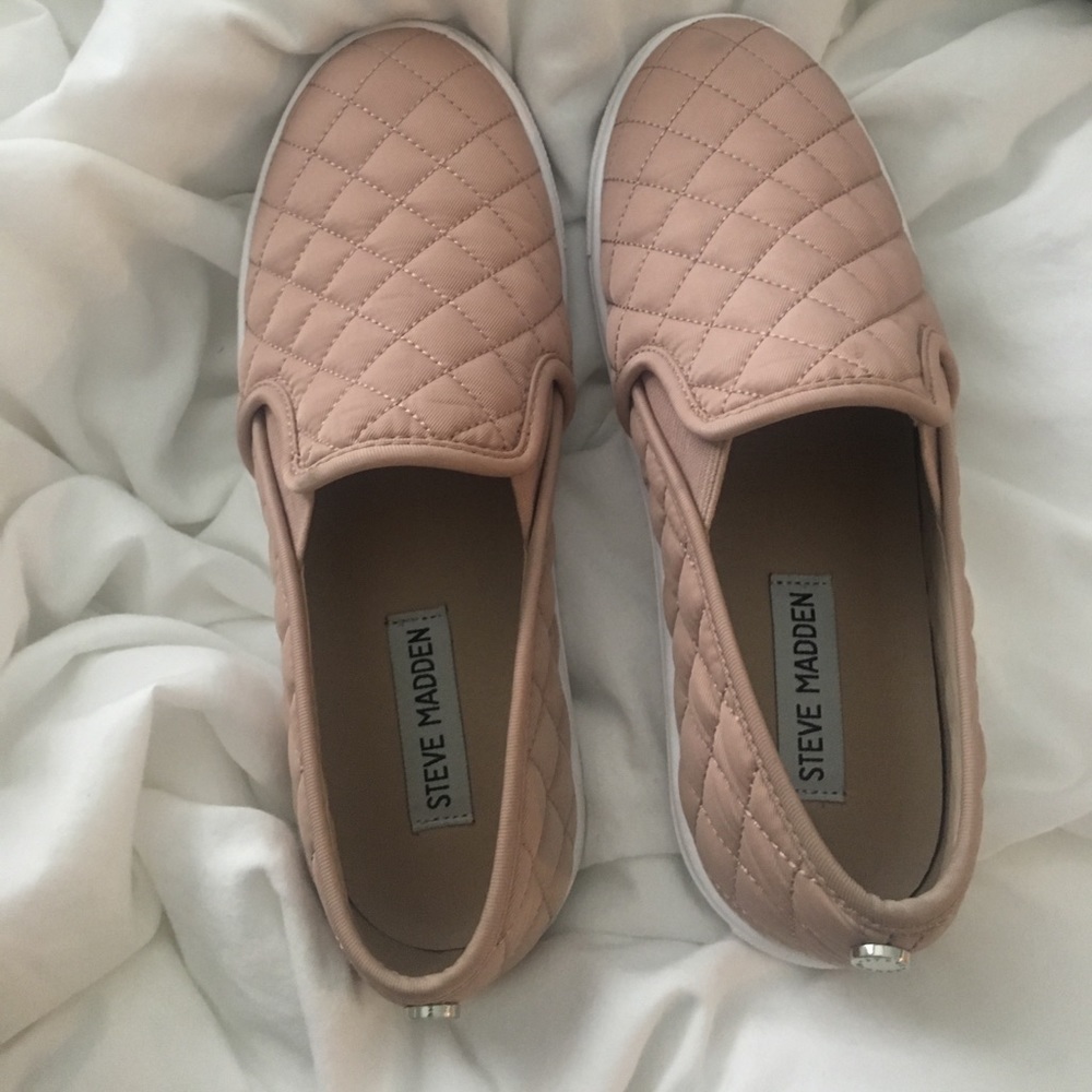 Pink Quilted Steve Madden Slip Ons