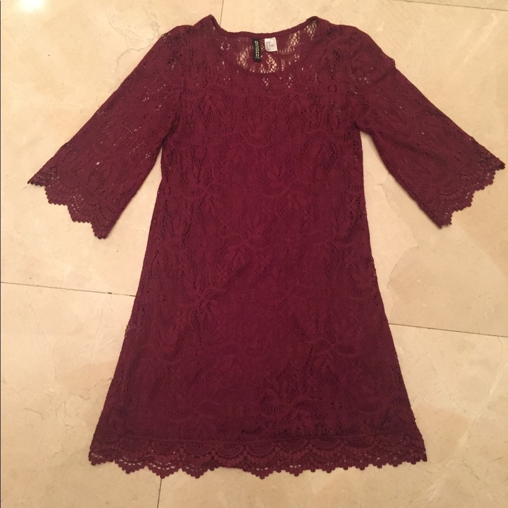 Burgundy lace dress mini dress