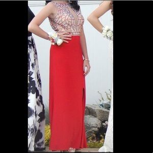 RED AND GOLD SEQUIN PROM DRESS!!!