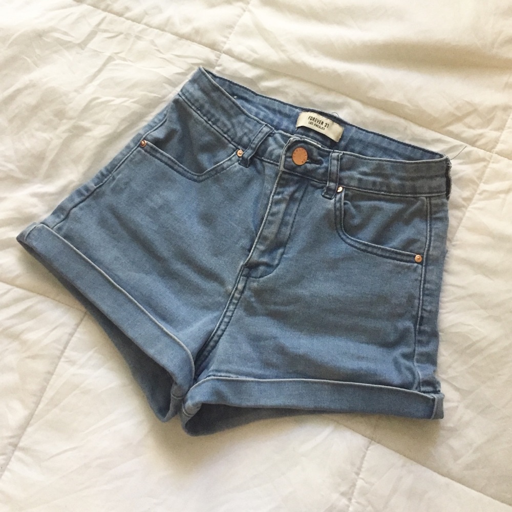 high waisted blue jean shorts - Picture 2 of 3