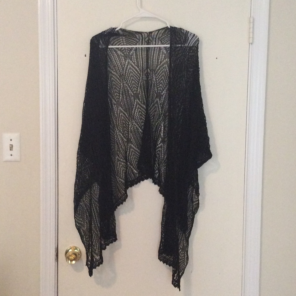 Crocheted black shawl