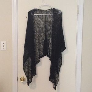 Crocheted black shawl