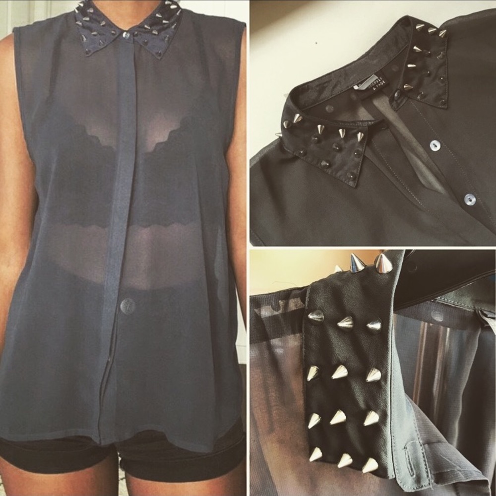 Sparkle & Fade spiked collar button down