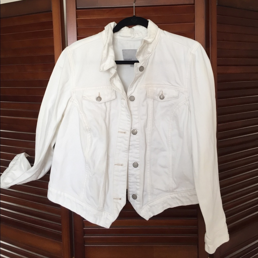 Plus size white denim jacket
