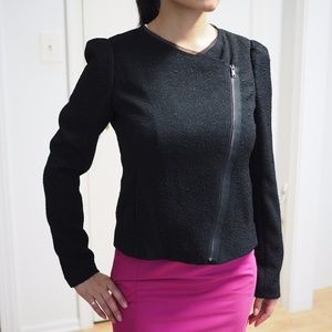 Ann Taylor Black Asymmetrical Zipper Jacket