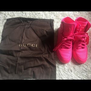 Gucci Coda Neon Leather Hi-Top Sneakers