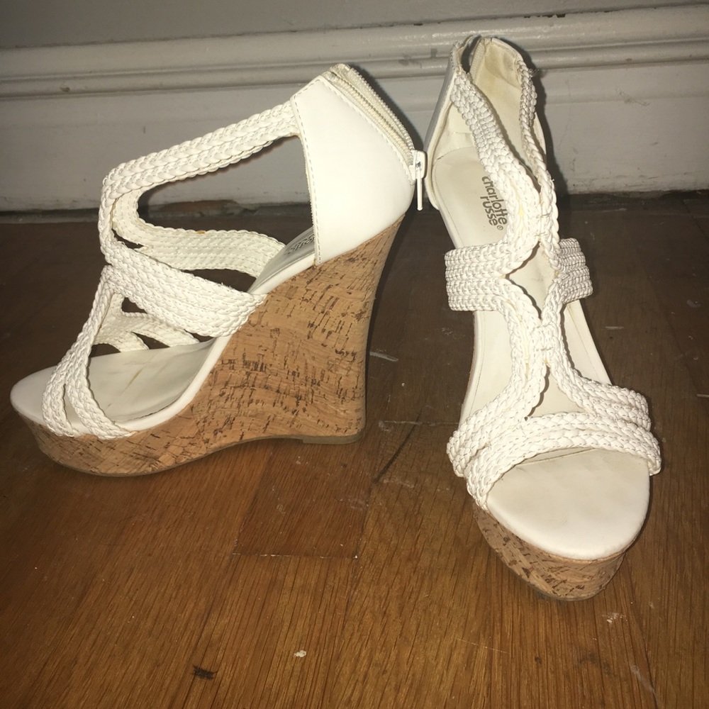 Charlotte Russe White Wedges (size 8)