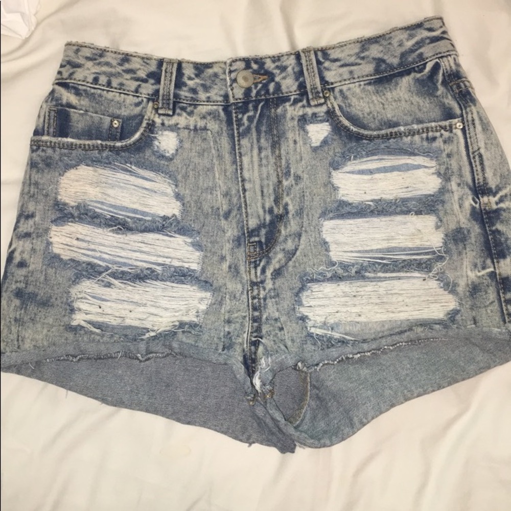 High waisted jean shorts