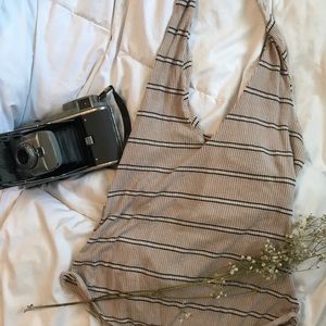 LA Hearts Stripped Halter Bodysuit 🖤