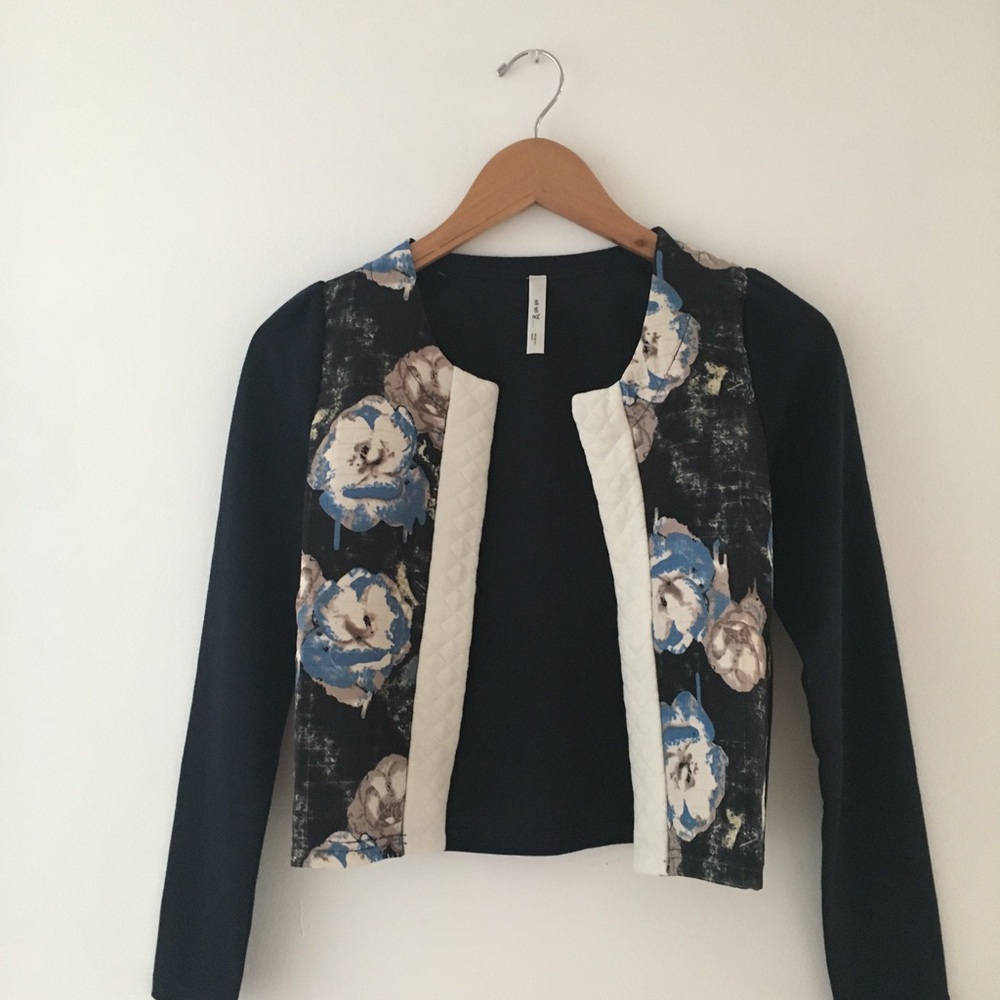 Dark Blue Floral Cardigan