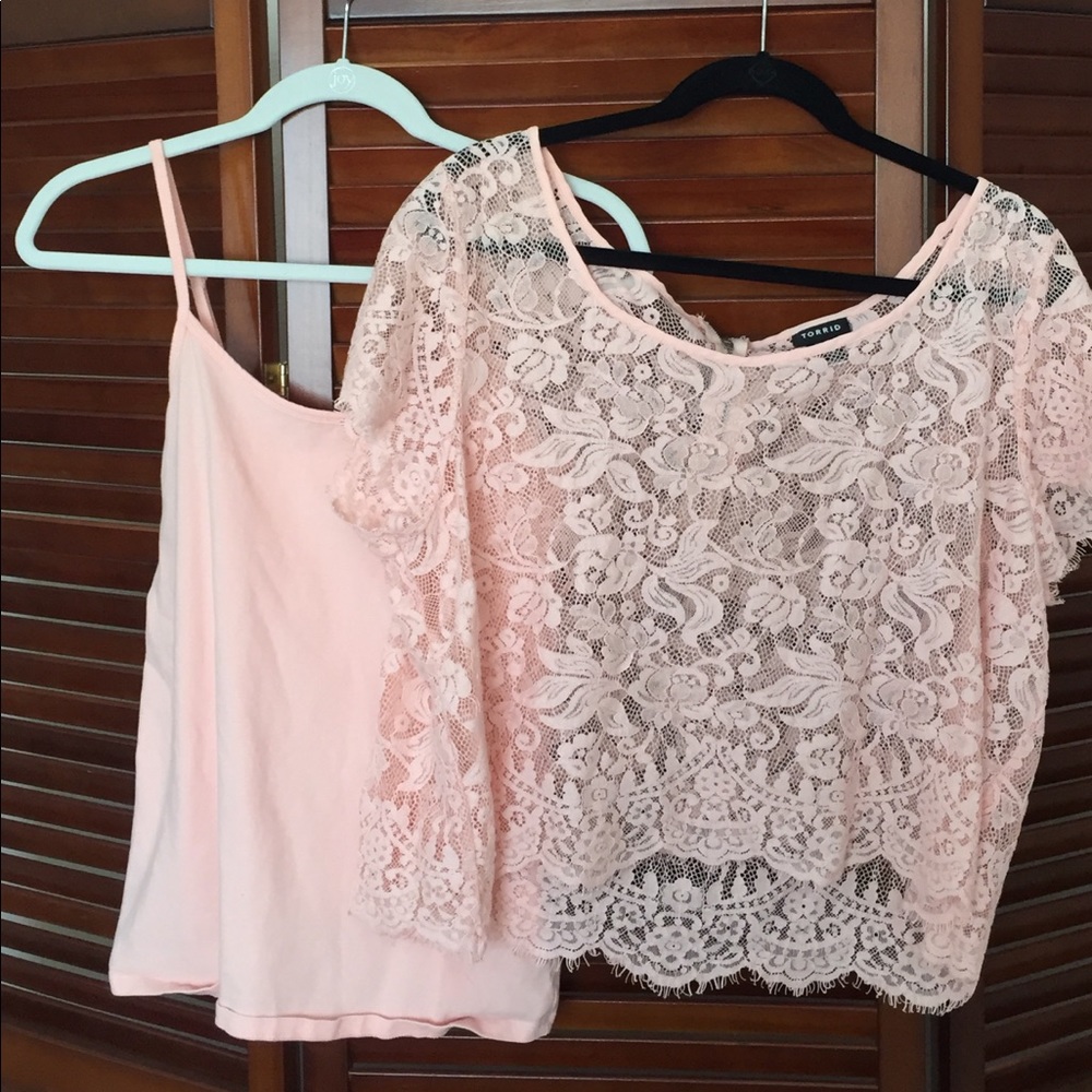 Plus size lace top and under shirt
