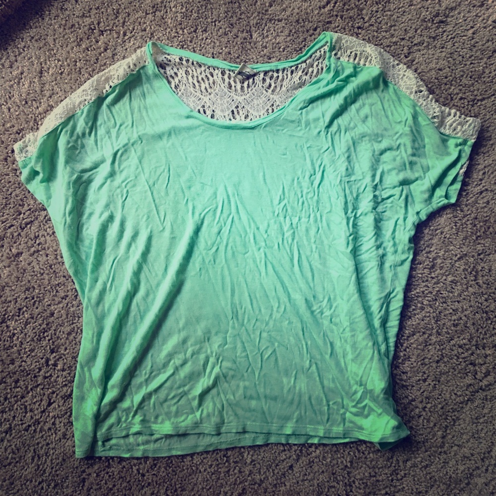 Mint green lace tshirt