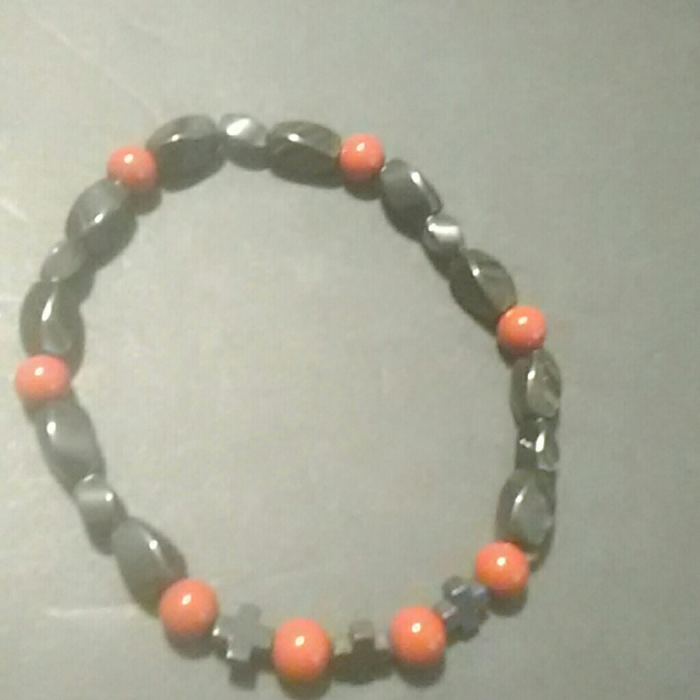 Red and black hematite bracelet or anklet