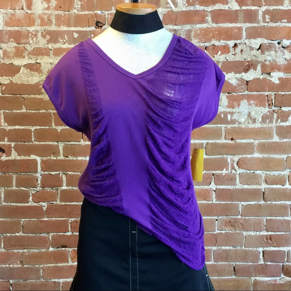 Egg plant shredded tee. Cobwebbing vintage tee
