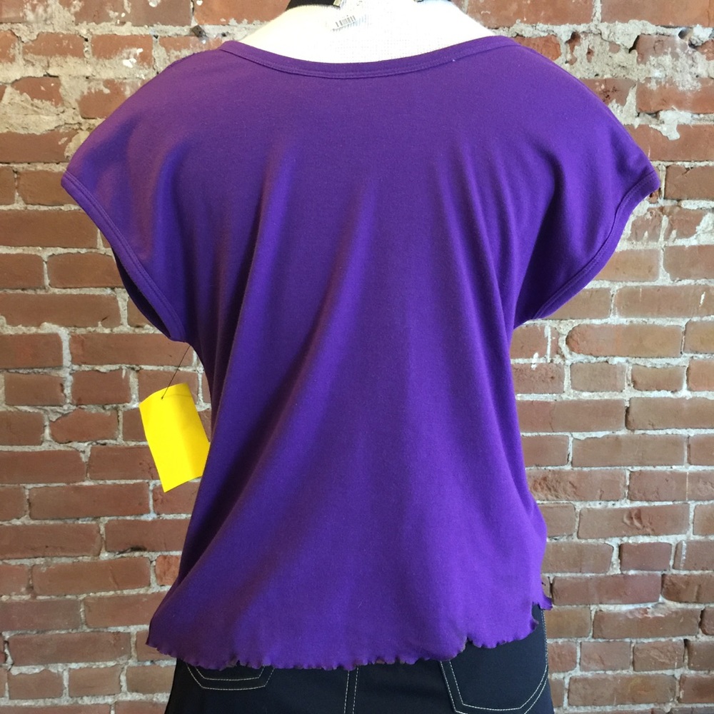 Egg plant shredded tee. Cobwebbing vintage tee - Picture 5 of 7
