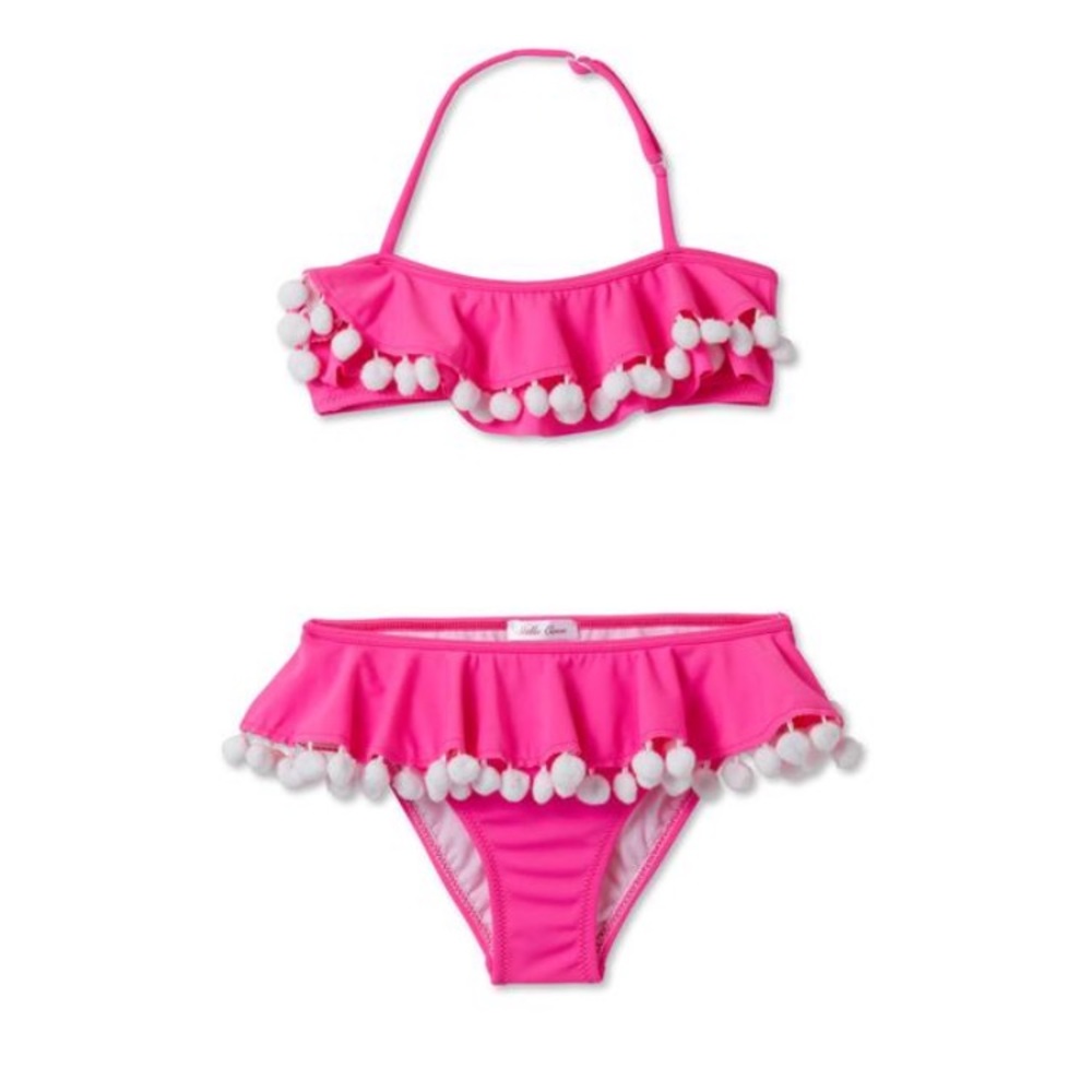 Pink Flared Pom Pom Bikini