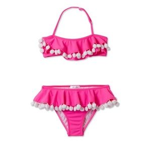 Pink Flared Pom Pom Bikini