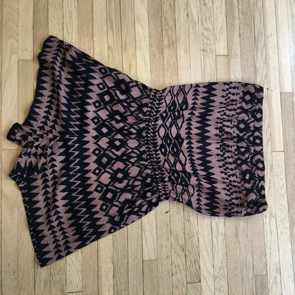 Tribal print strapless romper