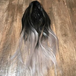 Black to Silver Full Wig