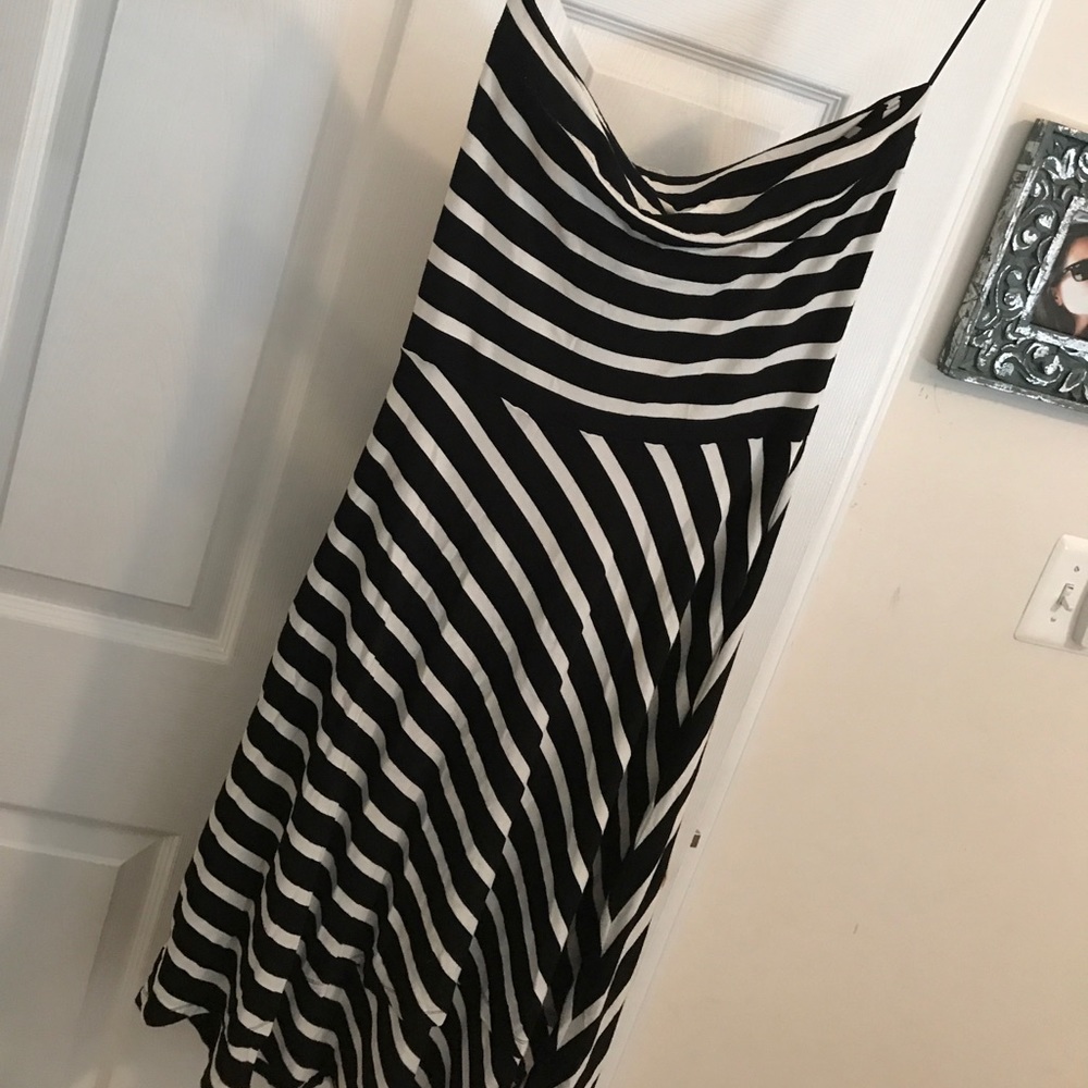 Loft asymmetrical black & white dress