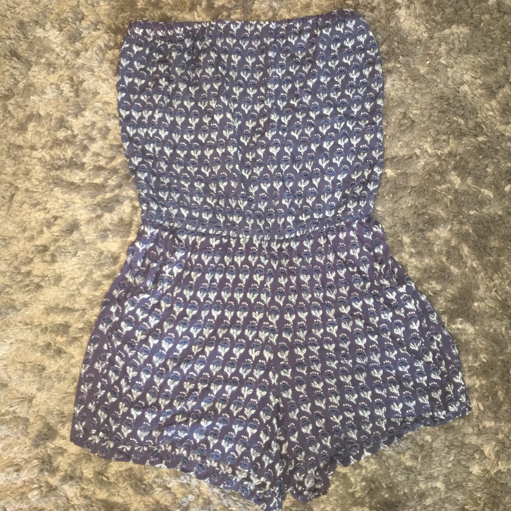Blue Romper with Light Blue Floral Pattern
