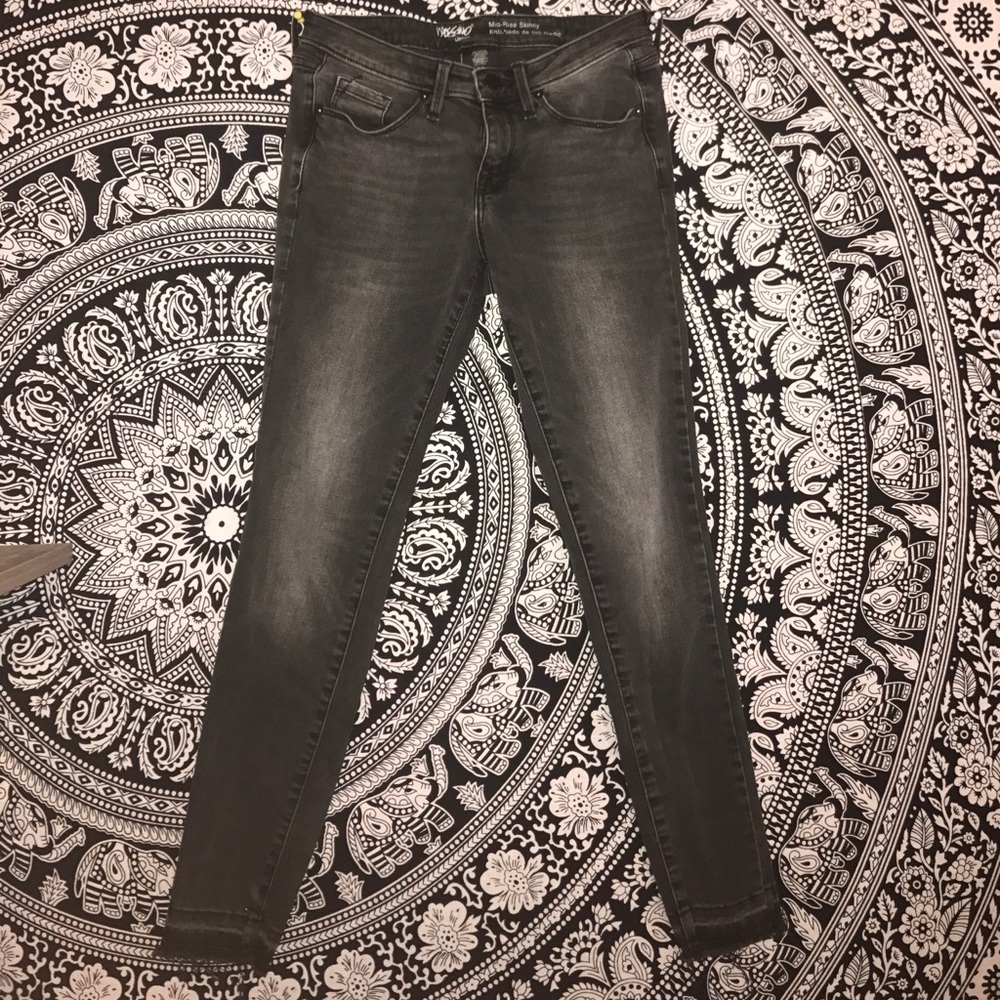 Dark grey distressed jeans