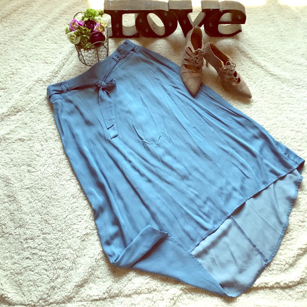 Chambray high low skirt