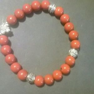 Red & silver hematite bracelet